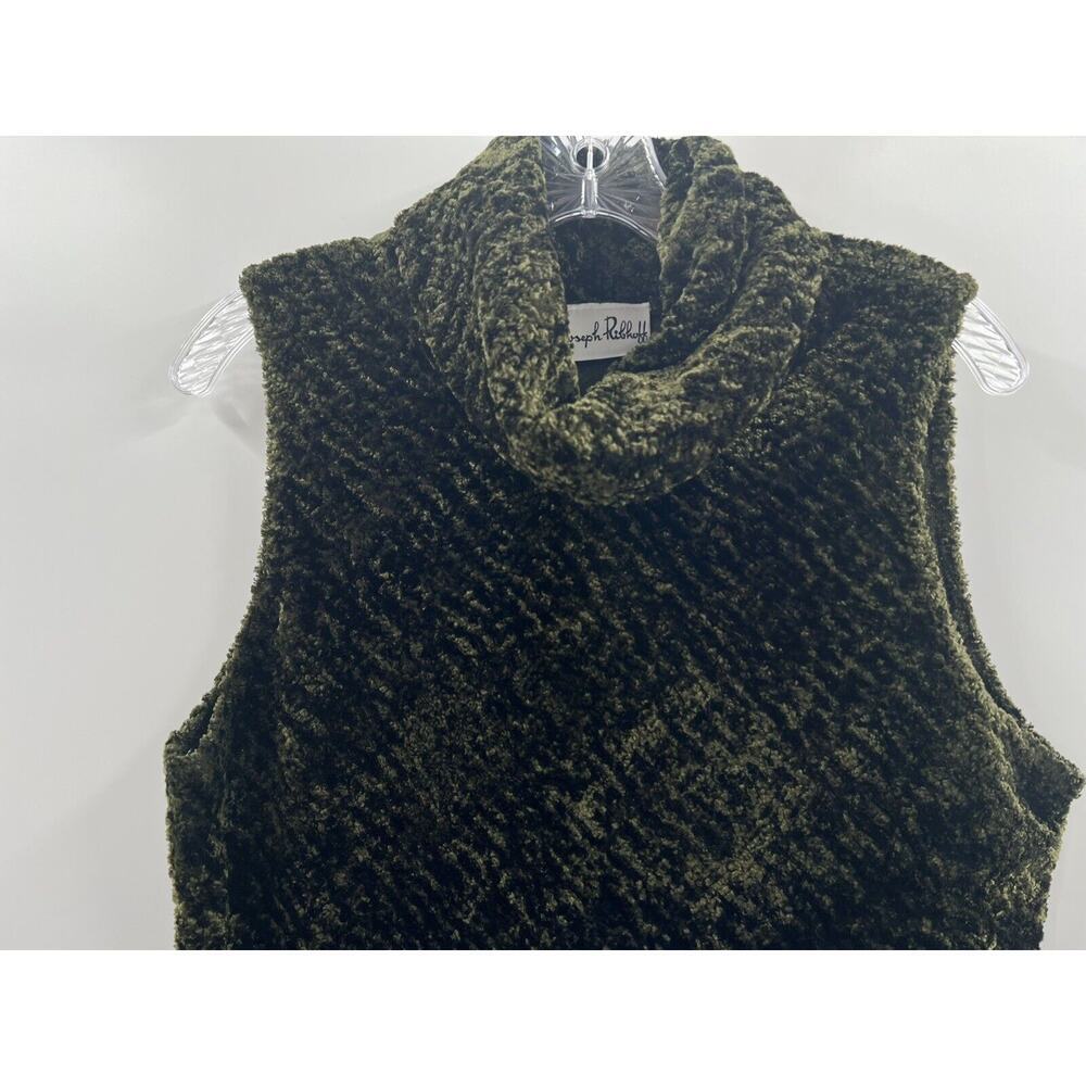 Joseph Ribkoff Women’s Chenille Sleeveless Cowl Neck Top Tank Olive Green M - Picture 2 of 5